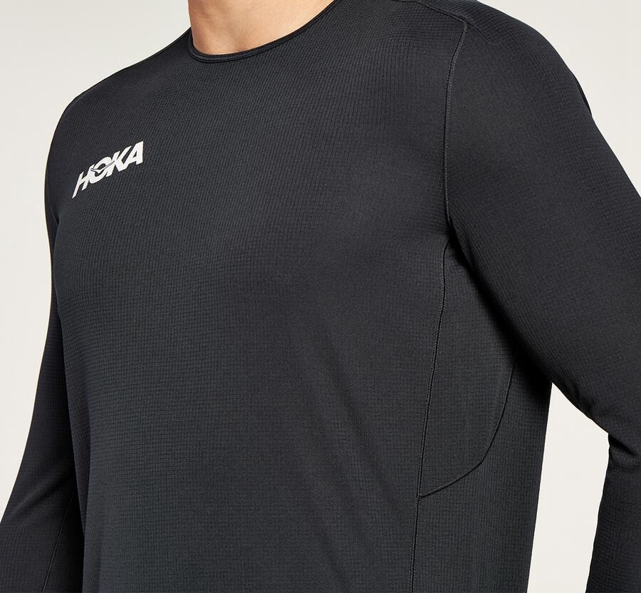 Hoka One One Top Panske Čierne - Performance 3/4 Sleeve - 74509-ZCTU